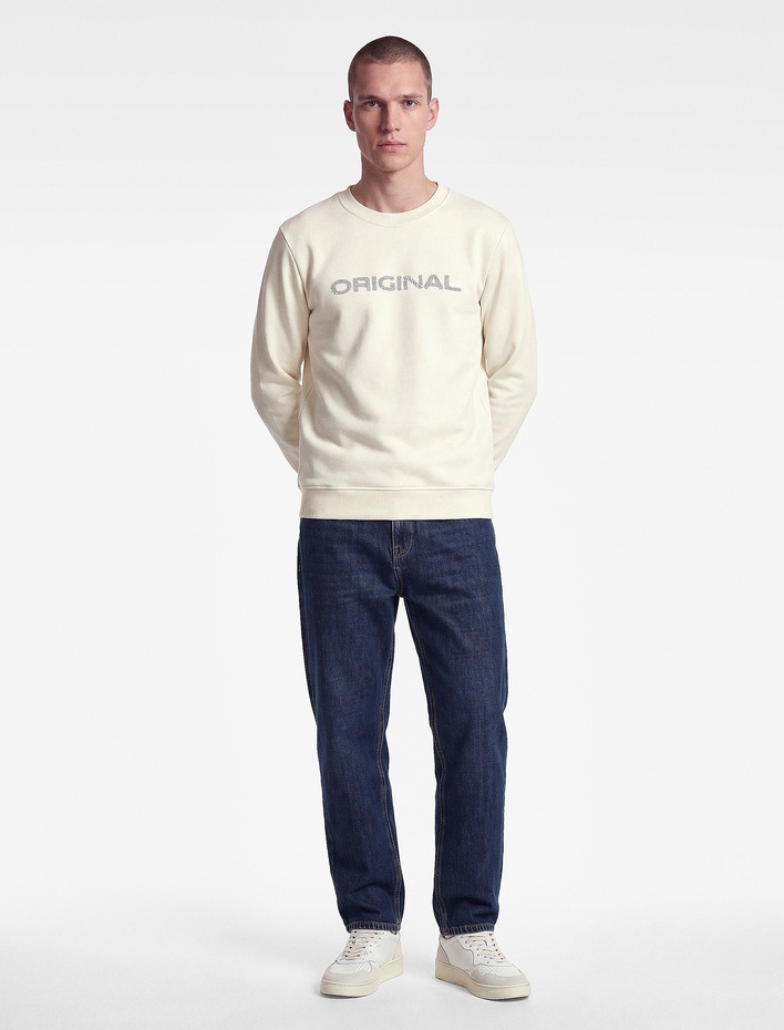  Uzun Kollu Pamuklu Üç İplik Şardonlu Bisiklet Yaka Baskılı Sweatshirt