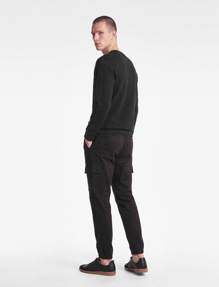  Beli Bağcıklı Kanvas Slim Fit Kargo Cepli Lastikli Paça Jogger Pantolon