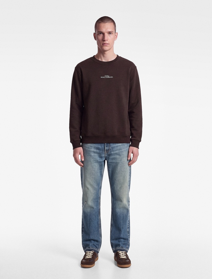  Uzun Kollu Üç İplik Şardonlu Nakışlı Bisiklet Yaka Sweatshirt