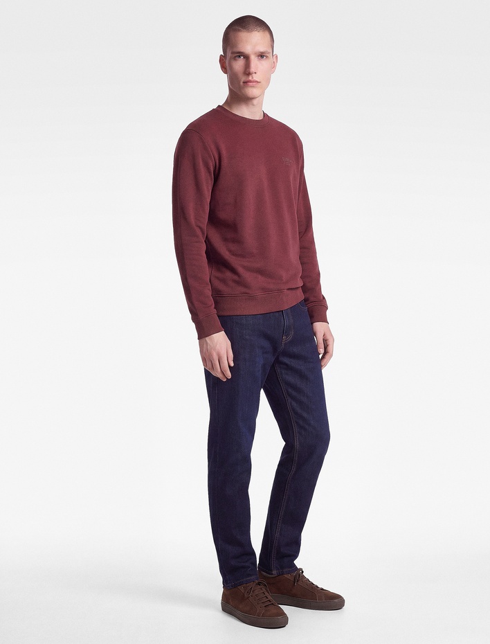  Üç İplik Şardonlu Uzun Kollu Bisiklet Yaka Baskılı Sweatshirt