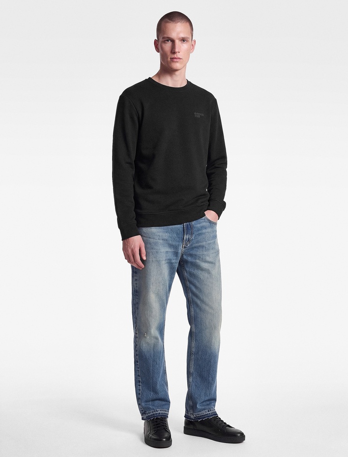  Üç İplik Şardonlu Uzun Kollu Bisiklet Yaka Baskılı Sweatshirt