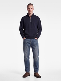 Uzun Kollu Üç İplik Şardonlu Yarım Fermuarlı Sweatshirt