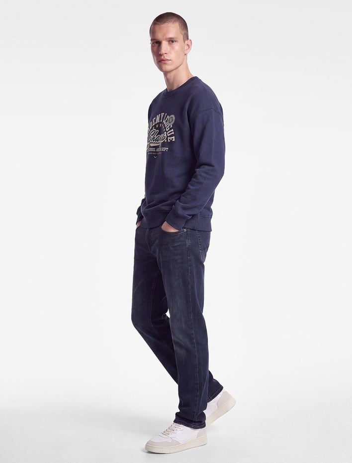  Şardonlu Oversize Bisiklet Yaka Uzun Kollu Baskılı Sweatshirt