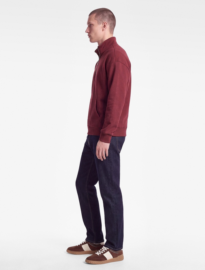  Uzun Kollu Üç İplik Şardonlu Yarım Fermuarlı Sweatshirt