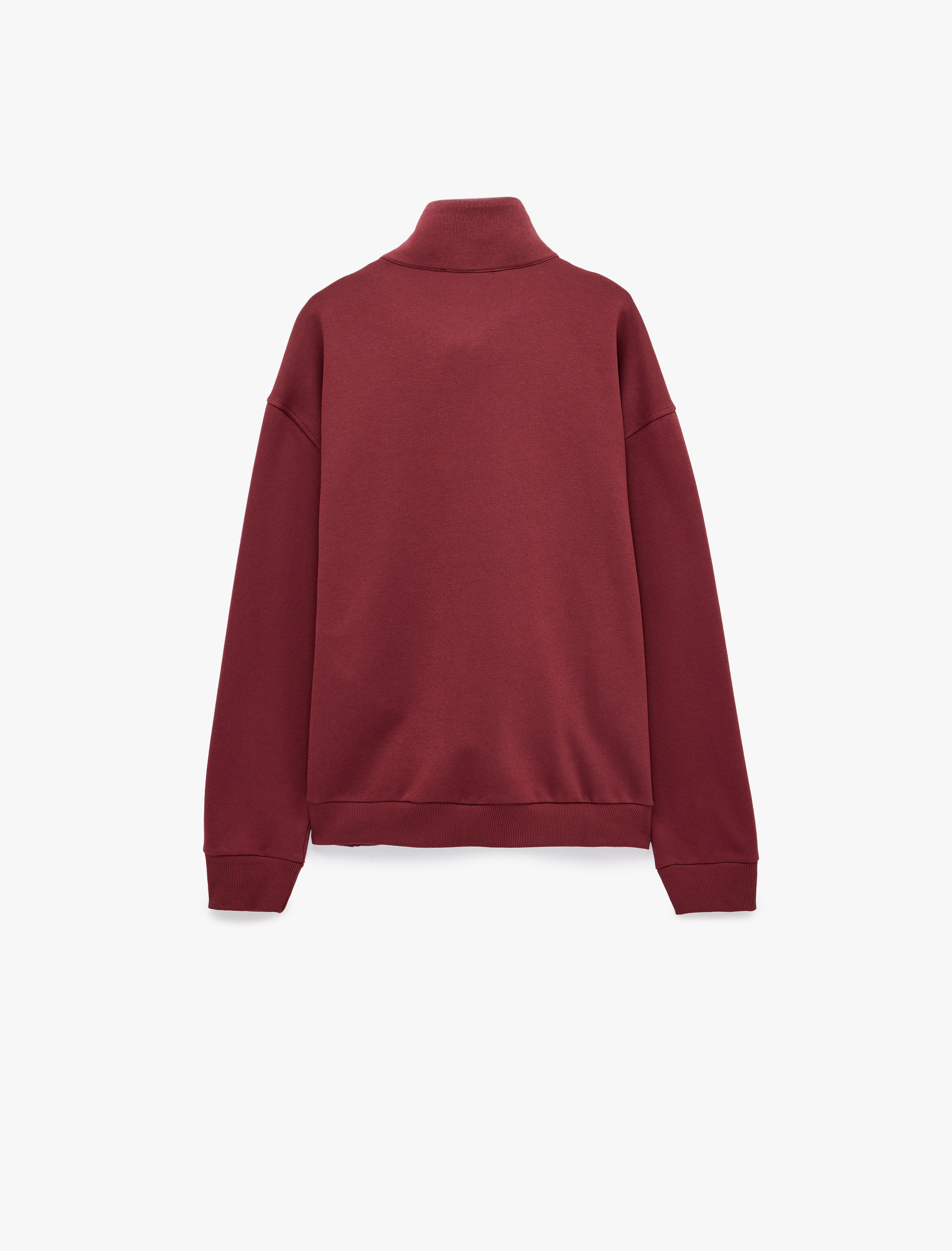   Uzun Kollu Üç İplik Şardonlu Yarım Fermuarlı Sweatshirt