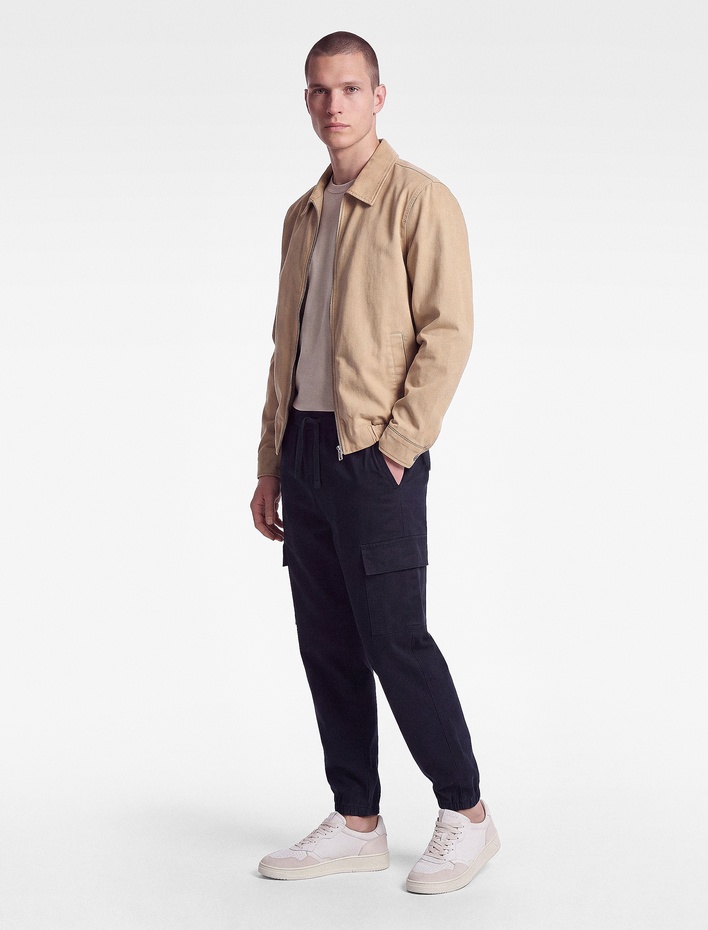  Beli Bağcıklı Kanvas Slim Fit Kargo Cepli Lastikli Paça Jogger Pantolon