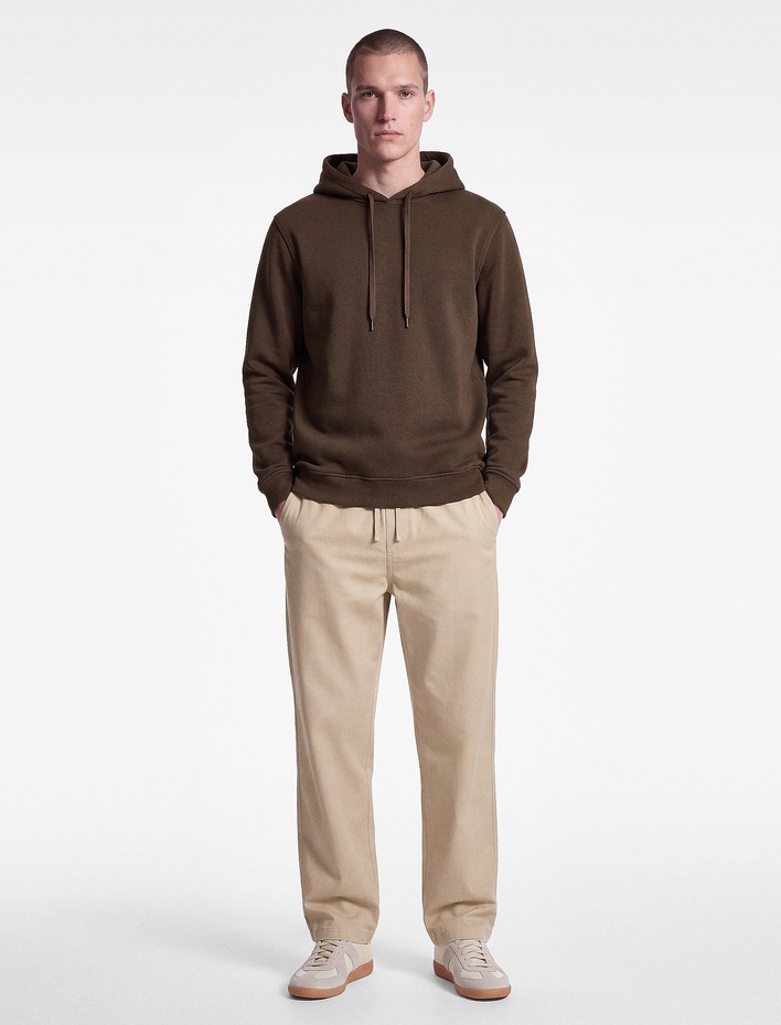  Şardonlu Uzun Kollu Basic Kapşonlu Sweatshirt