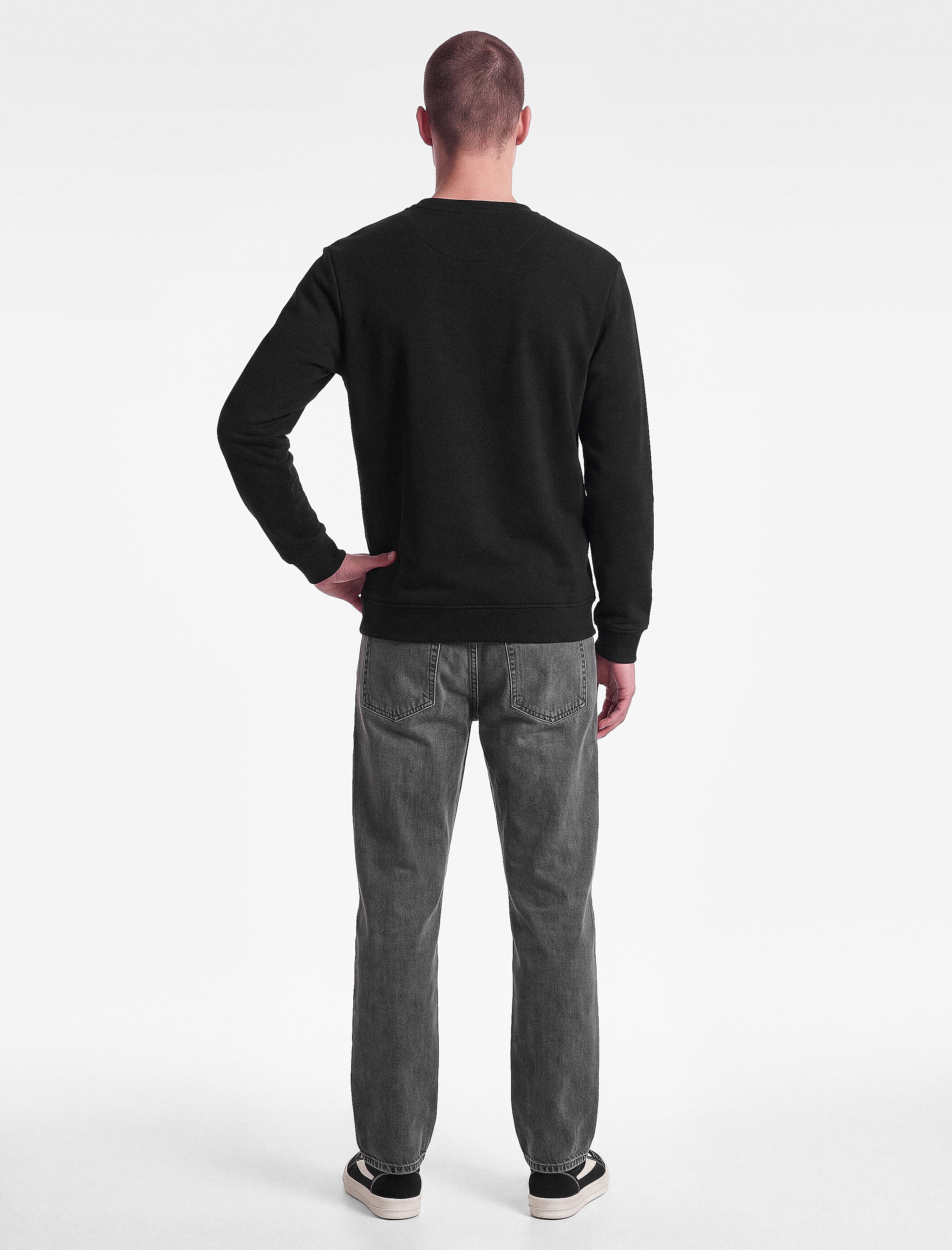   Uzun Kollu Pamuklu Üç İplik Şardonlu Bisiklet Yaka Baskılı Sweatshirt
