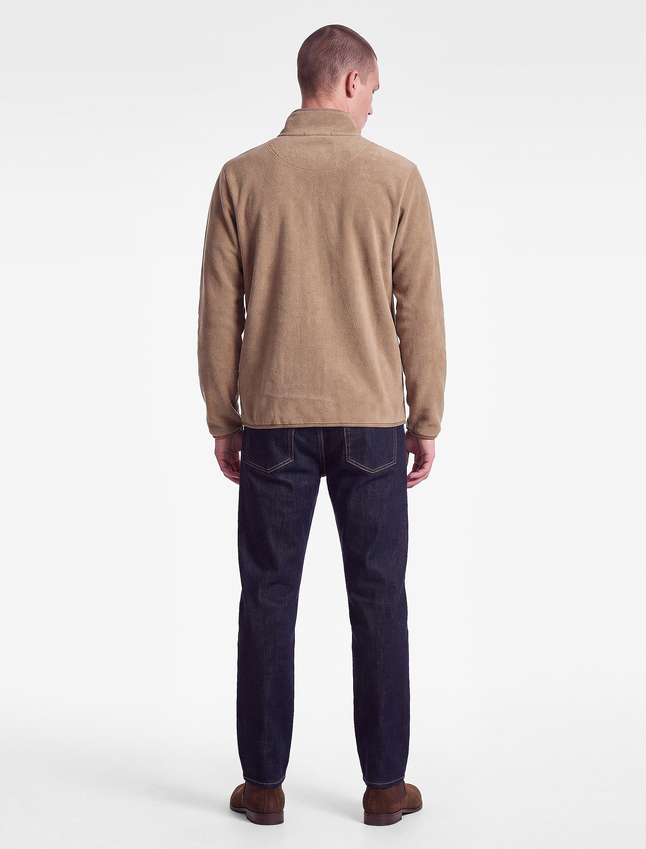   Uzun Kollu Dikiş Detaylı Yarım Fermuarlı Polar Sweatshirt