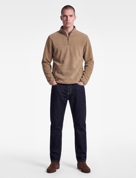Uzun Kollu Dikiş Detaylı Yarım Fermuarlı Polar Sweatshirt