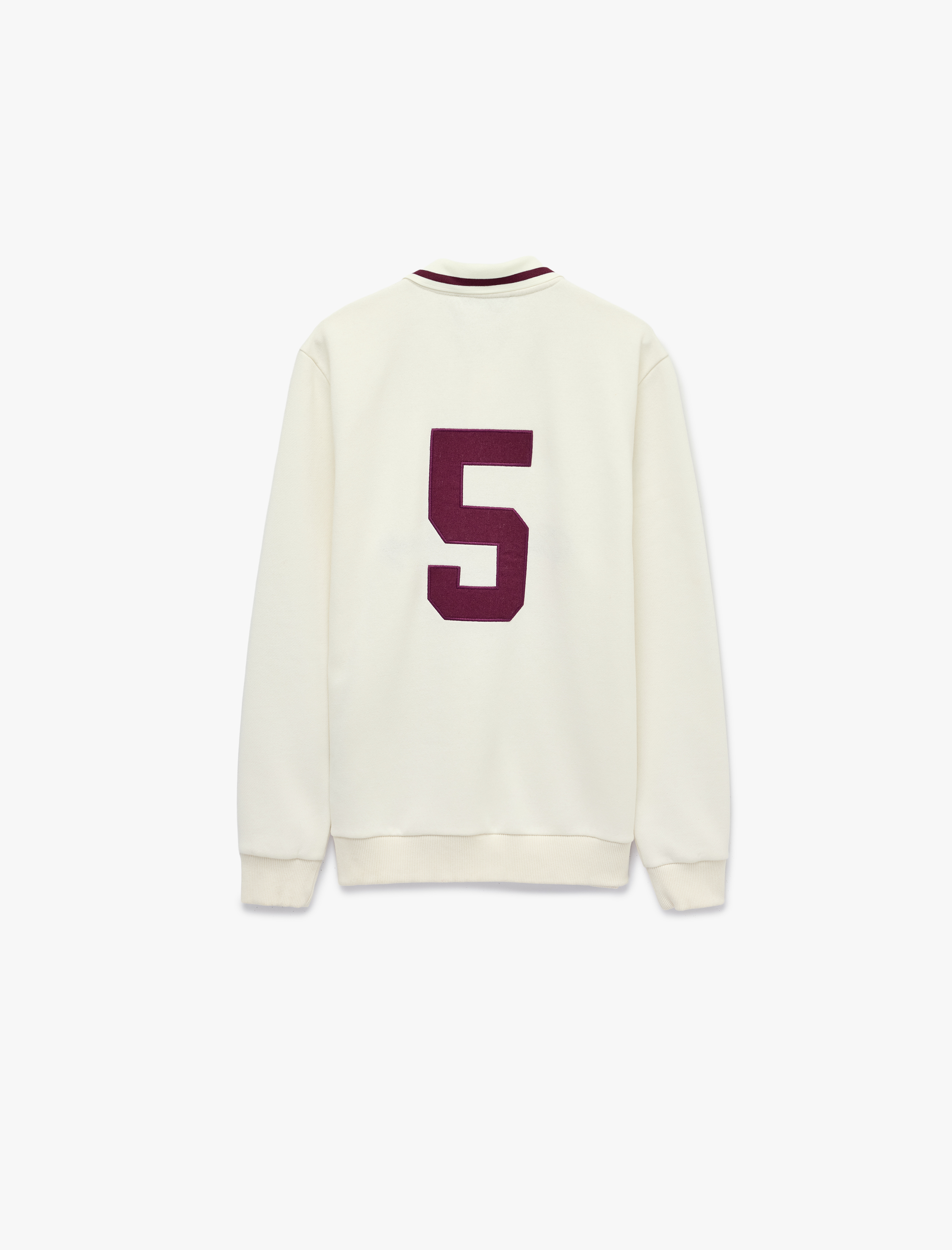   Uzun Kollu Şardonlu Nakışlı Renk Kontrastlı Düğmeli Polo Yaka Sweatshirt
