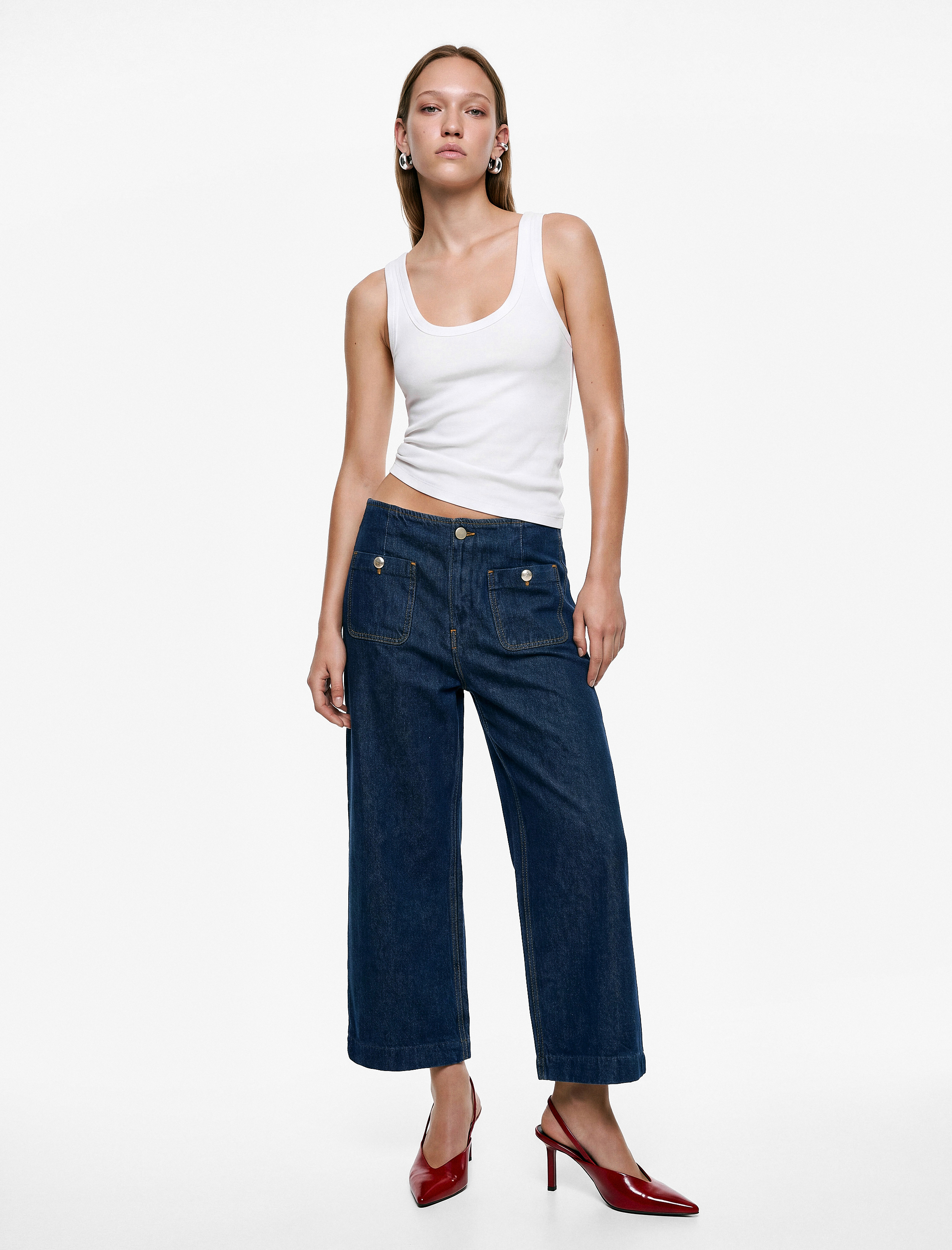   Pamuklu Cepli Normal Bel Culotte Pantolon - Culotte Jeans