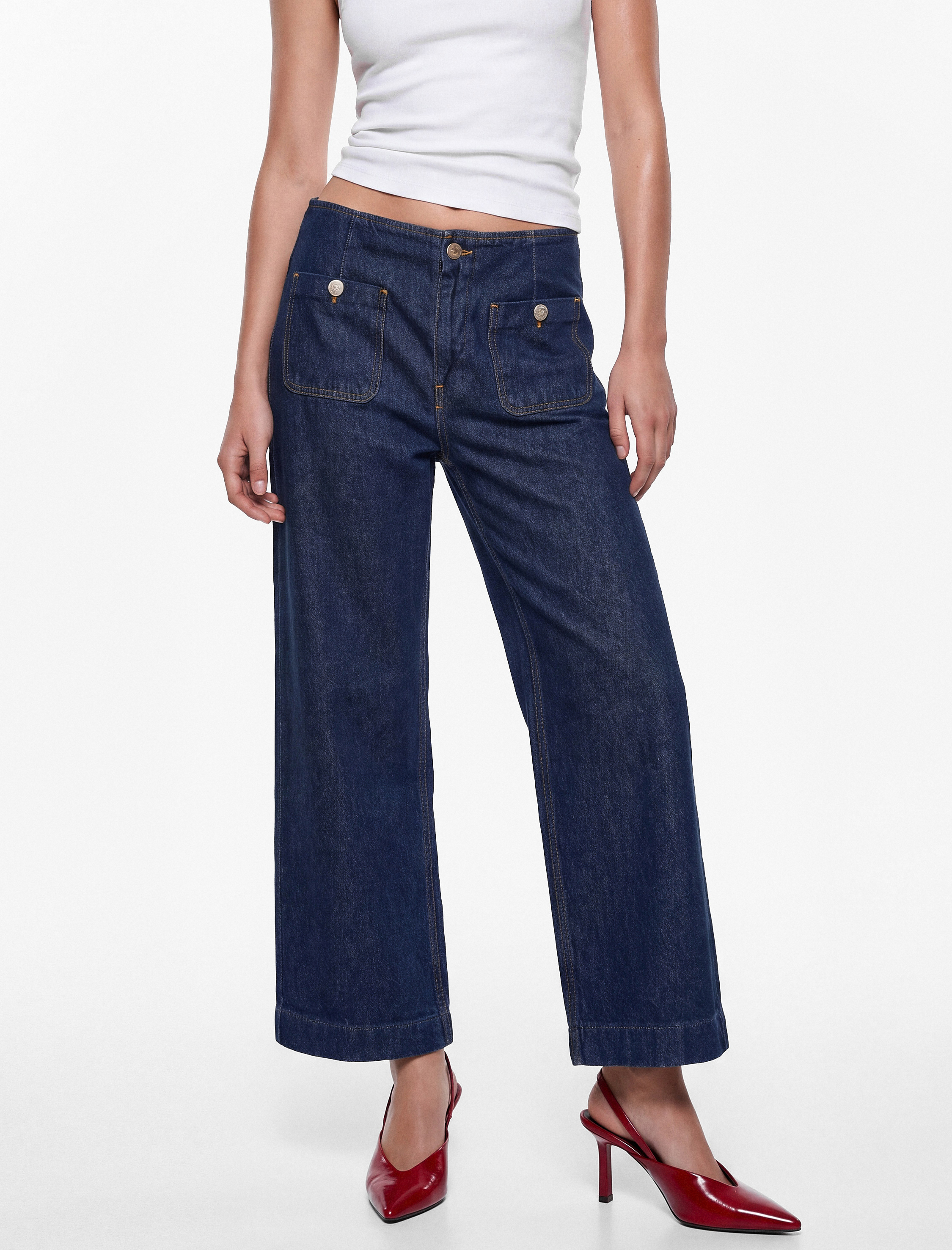   Pamuklu Cepli Normal Bel Culotte Pantolon - Culotte Jeans