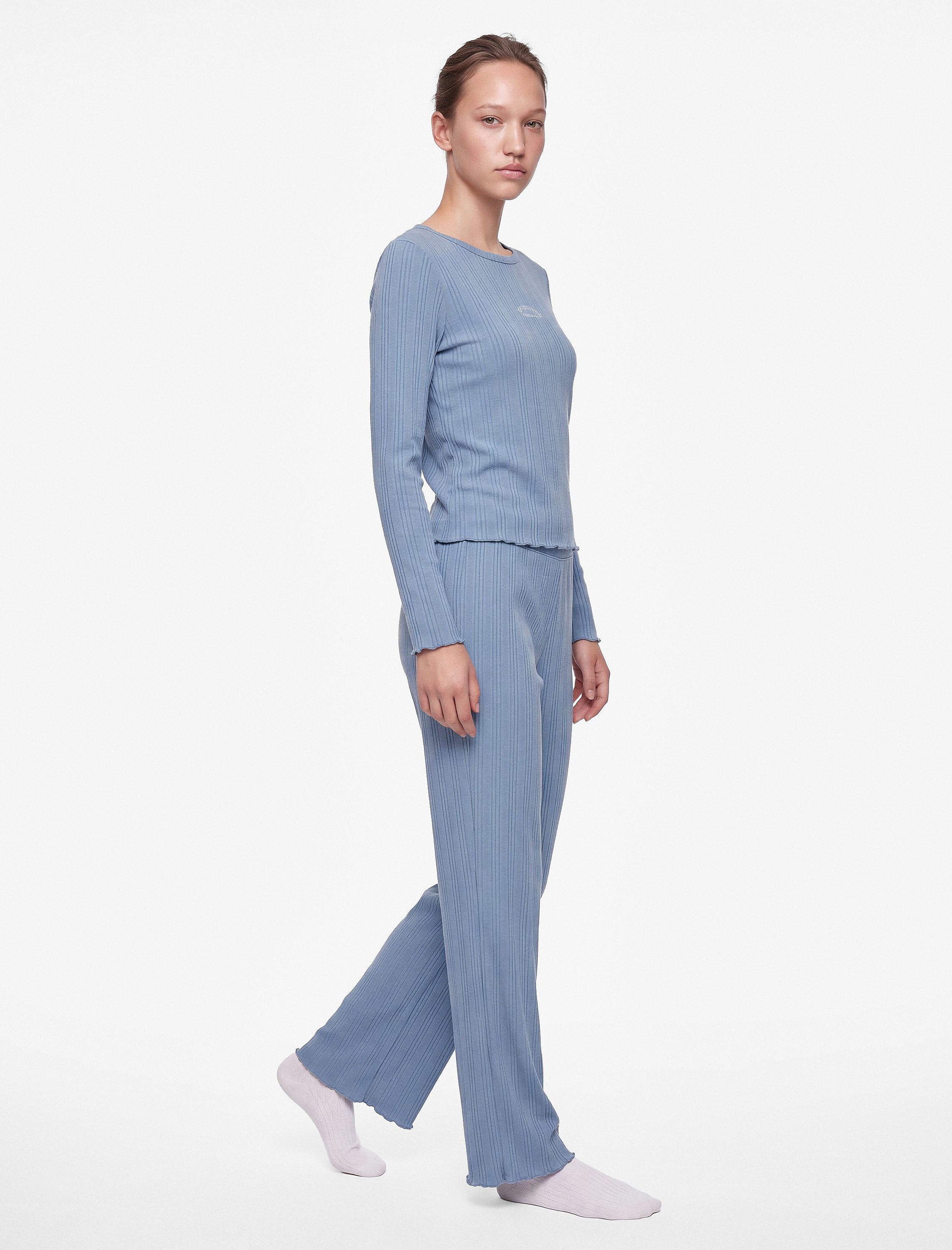   Modal Kumaş Dokulu Bol Paça Pijama Altı
