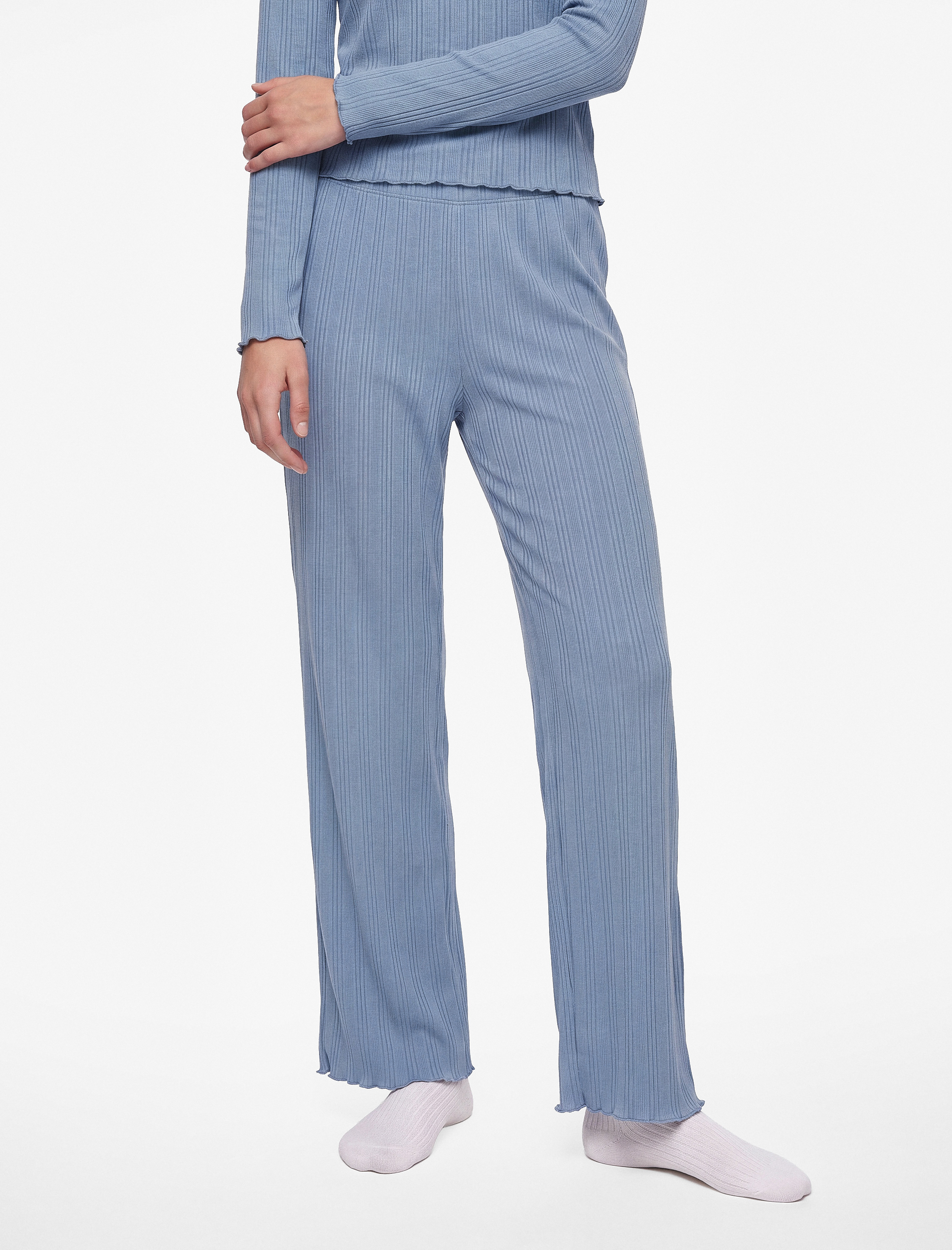   Modal Kumaş Dokulu Bol Paça Pijama Altı
