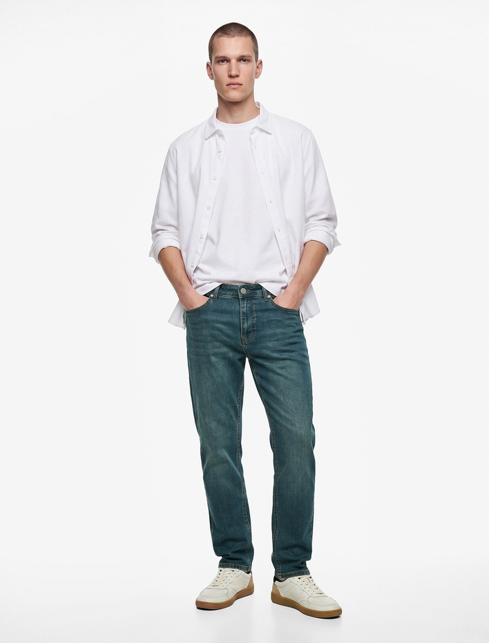  Normal Bel Cepli Pamuklu Straight Jean Pantolon - Mark Jean