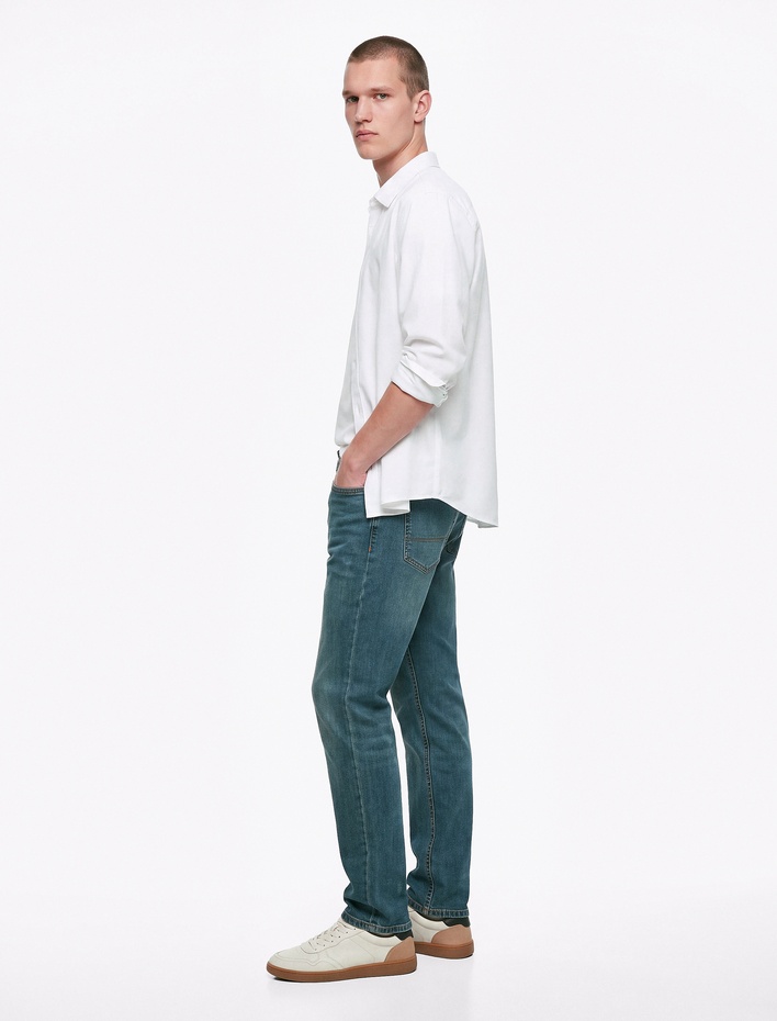  Normal Bel Cepli Pamuklu Straight Jean Pantolon - Mark Jean