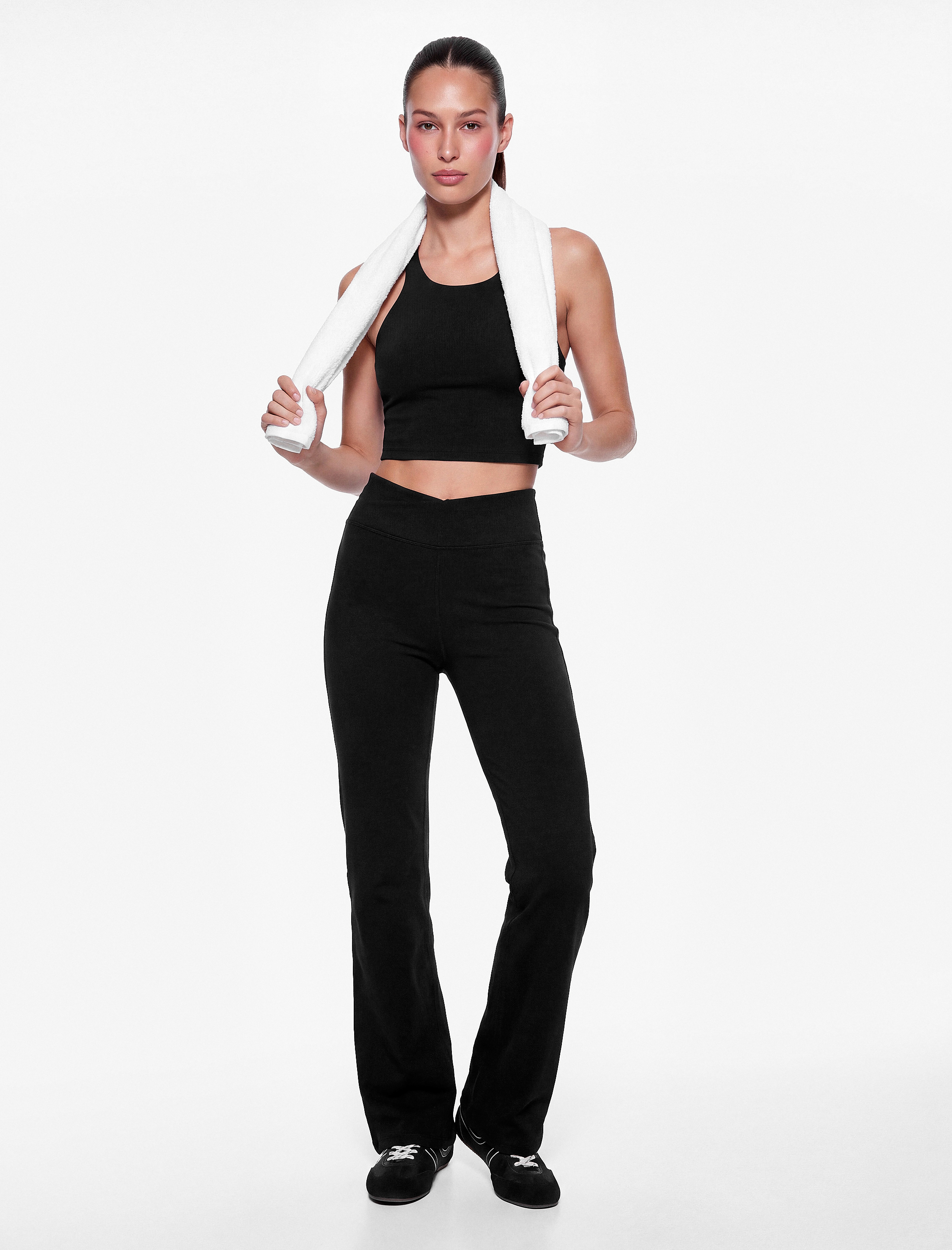   Kemer Detaylı Slim Fit İspanyol Paça Spor Tayt