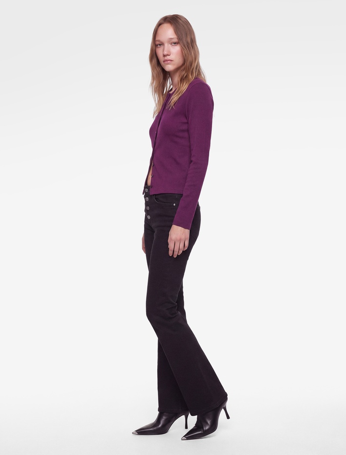 Pamuklu Slim Fit Bisiklet Yaka Uzun Kollu Düğmeli Hırka