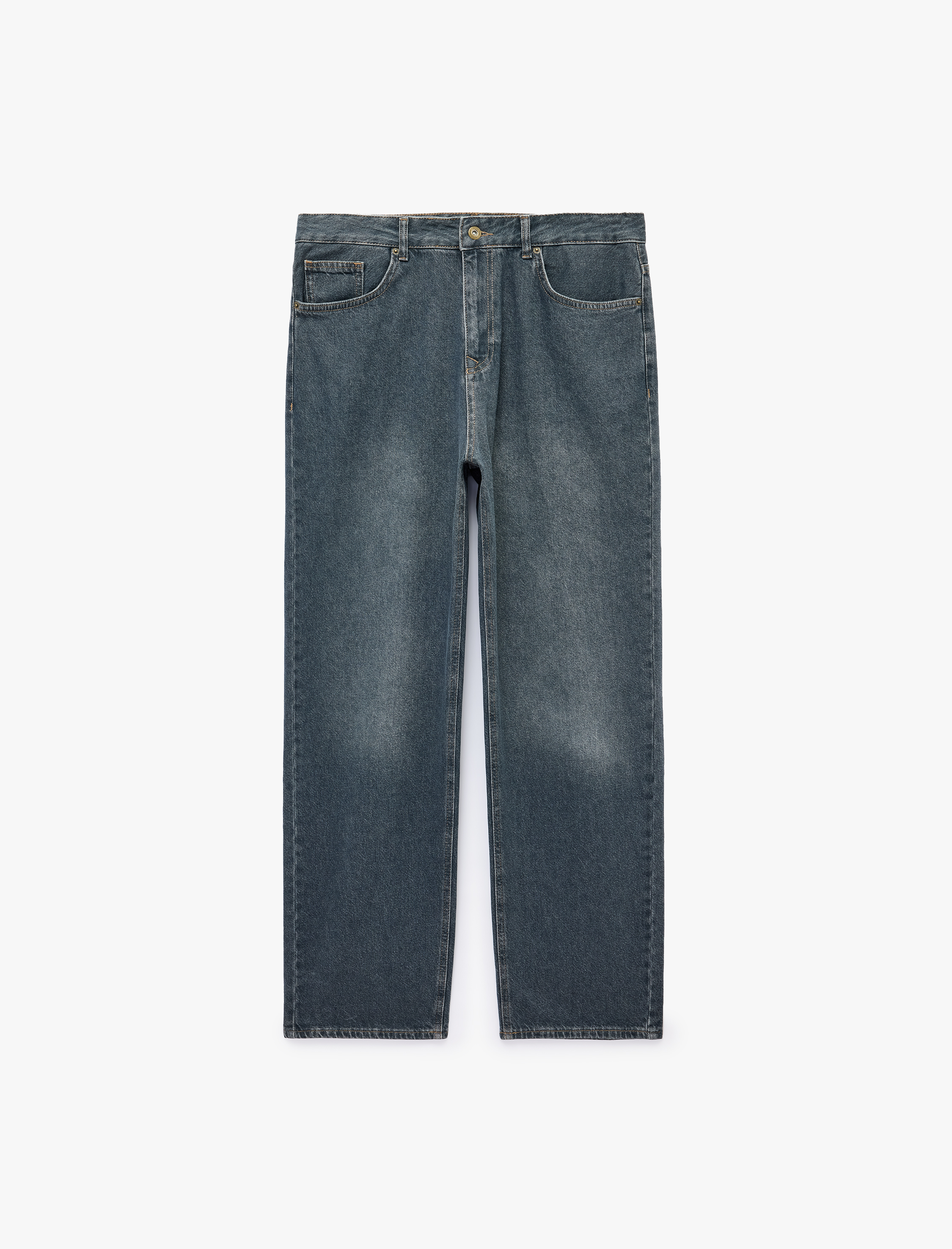   Oversize Pamuklu 5 Cepli Baggy Jean Pantolon