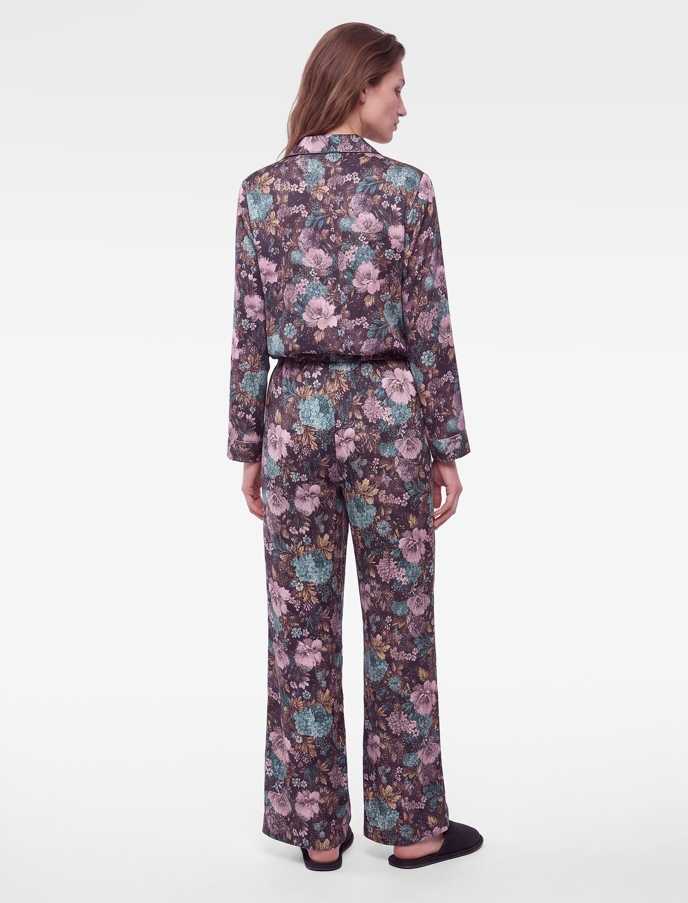   Çiçek Desenli Saten Pijama Altı
