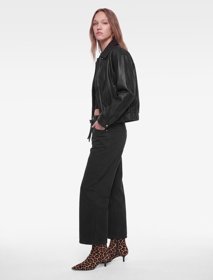  Normal Bel Pamuklu Kemerli Kısa Geniş Paça Denim Pantolon - Wide Leg Jeans