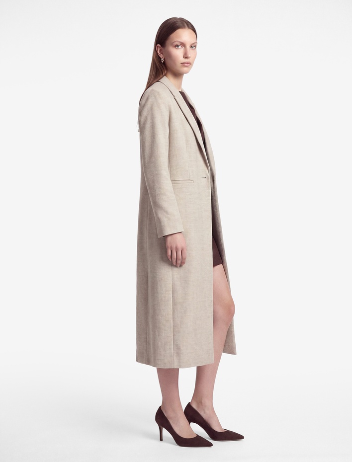  Cepli Uzun Kollu Düğmeli Uzun Kesim Blazer Ceket