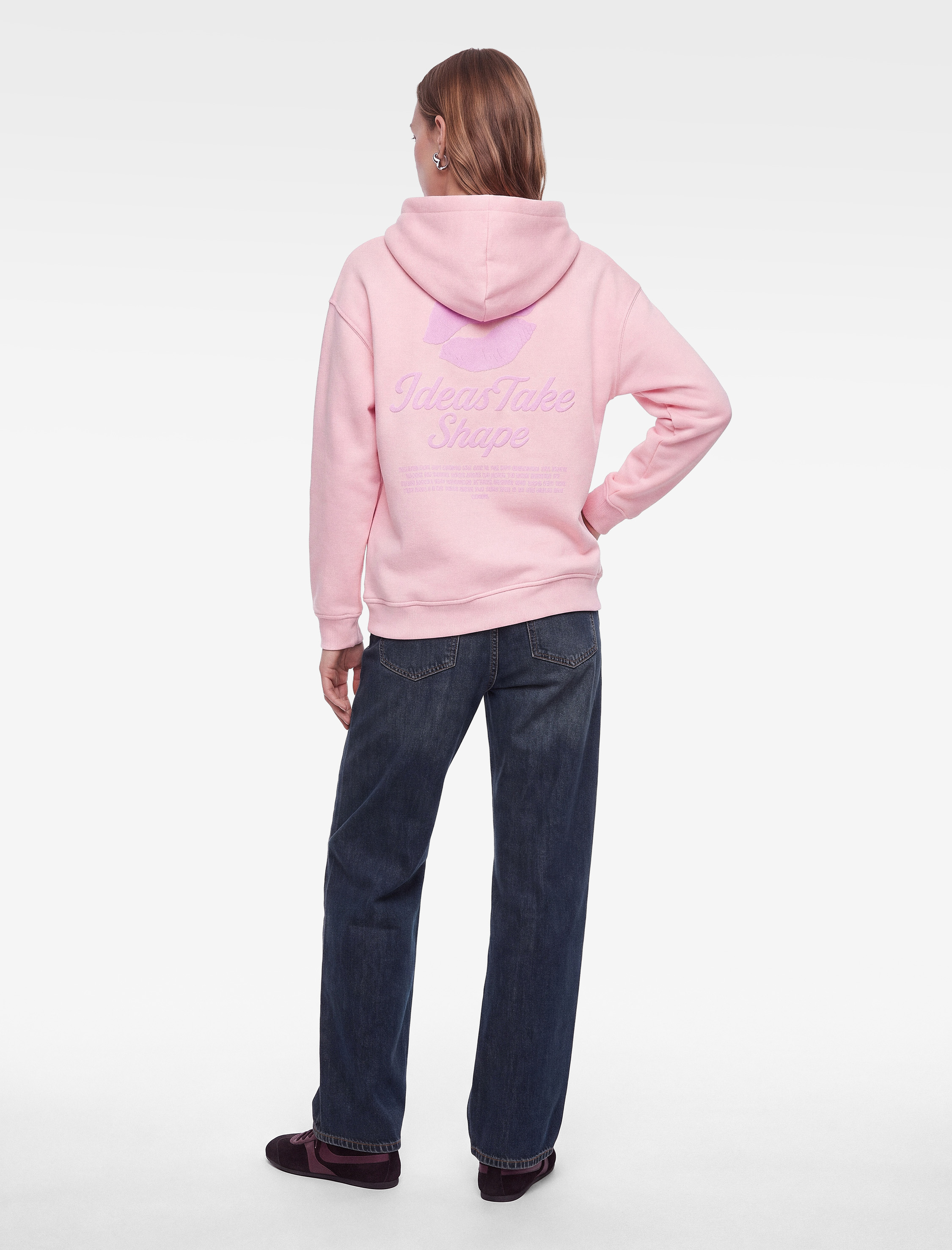   Rahat Kalıp Arkası Baskılı Uzun Kollu Kapüşonlu Sweatshirt