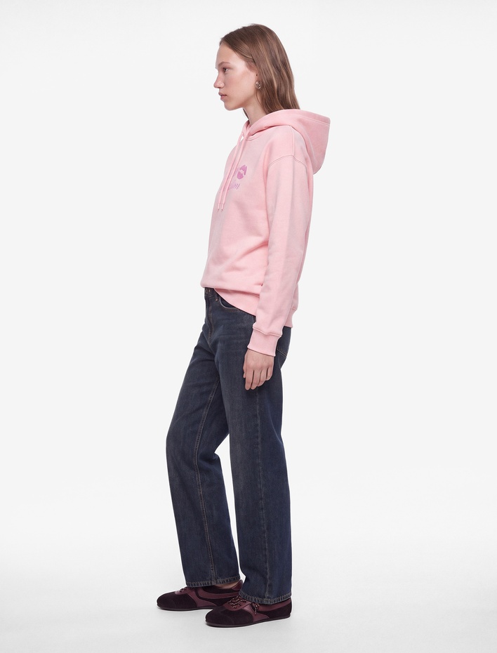  Rahat Kalıp Arkası Baskılı Uzun Kollu Kapüşonlu Sweatshirt