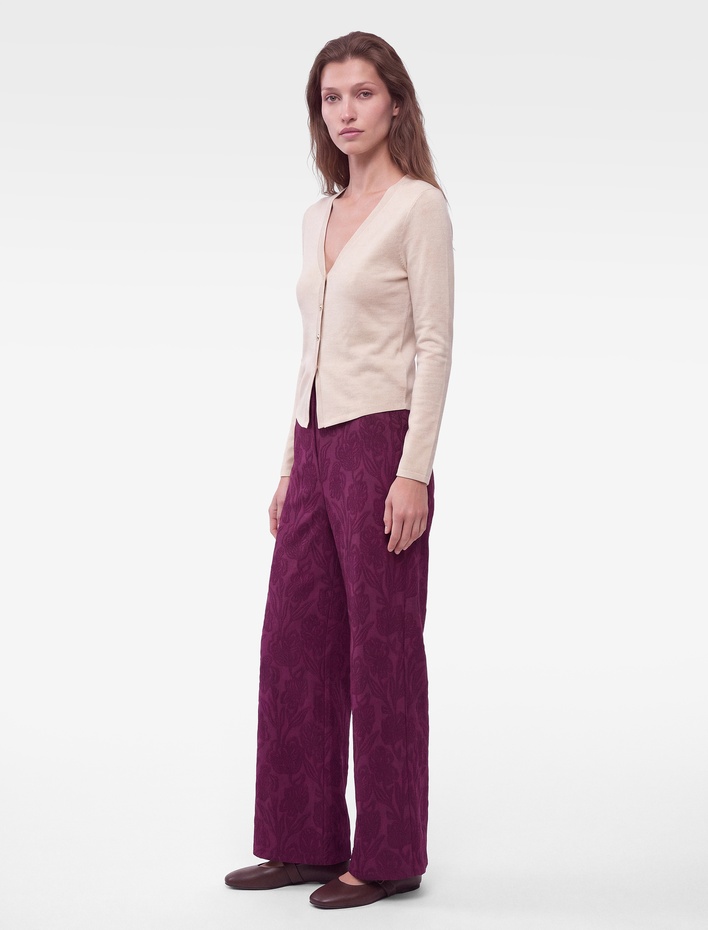  Straight Jakarlı Çiçek Desenli Bol Paça Pantolon