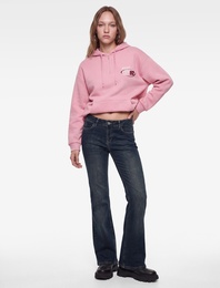 Pamuklu Rahat Kalıp Kapüşonlu Yarım Fermuarlı Cepli Baskılı Sweatshirt