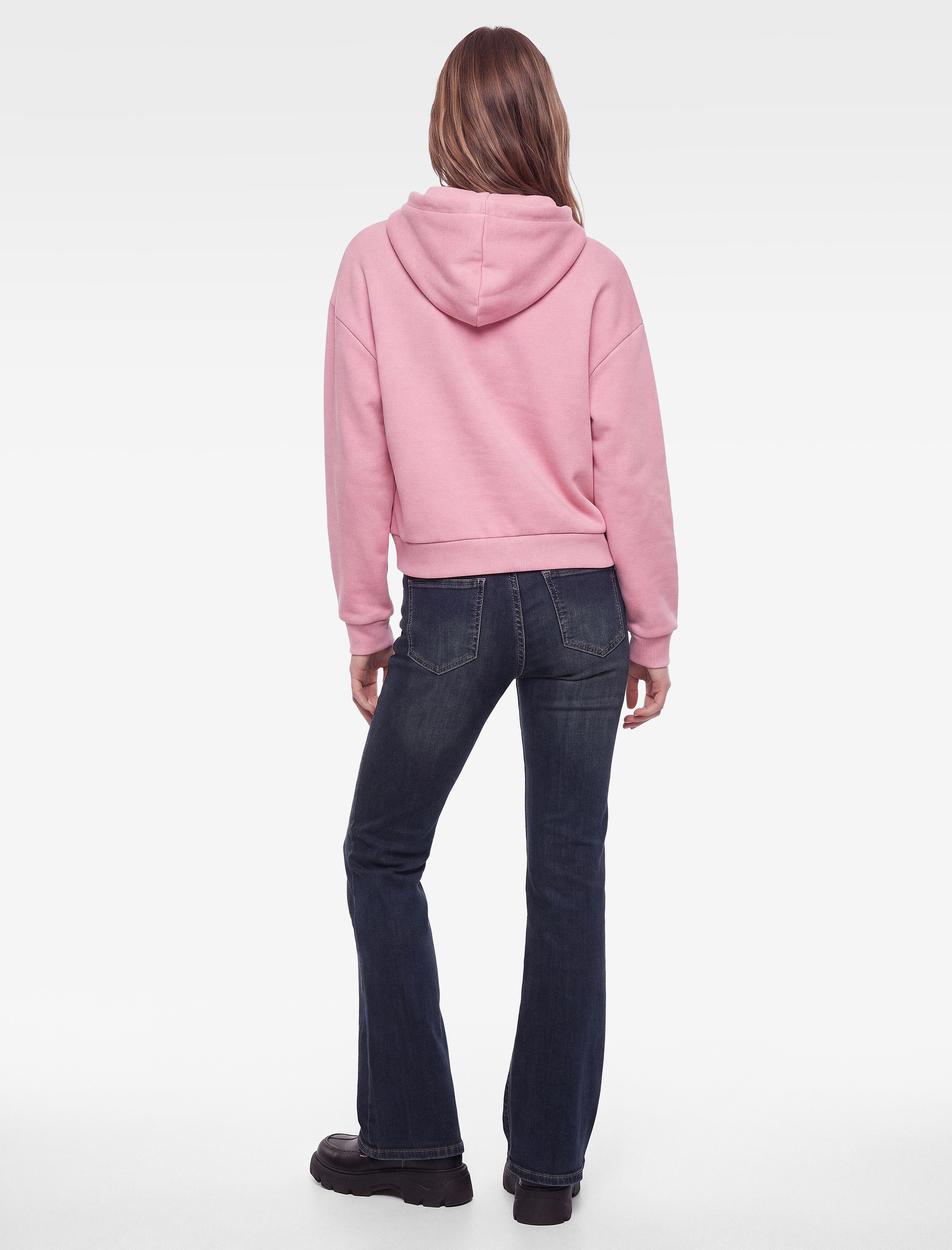   Pamuklu Rahat Kalıp Kapüşonlu Yarım Fermuarlı Cepli Baskılı Sweatshirt