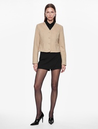 Koton X Sibil Çetinkaya - Slim Fit Mini Kruvaze Şort Etek