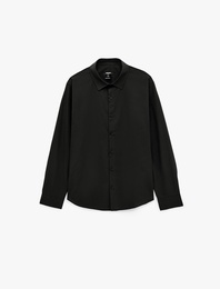 Regular Fit Pamuklu Klasik Yaka Uzun Kollu Poplin Gömlek