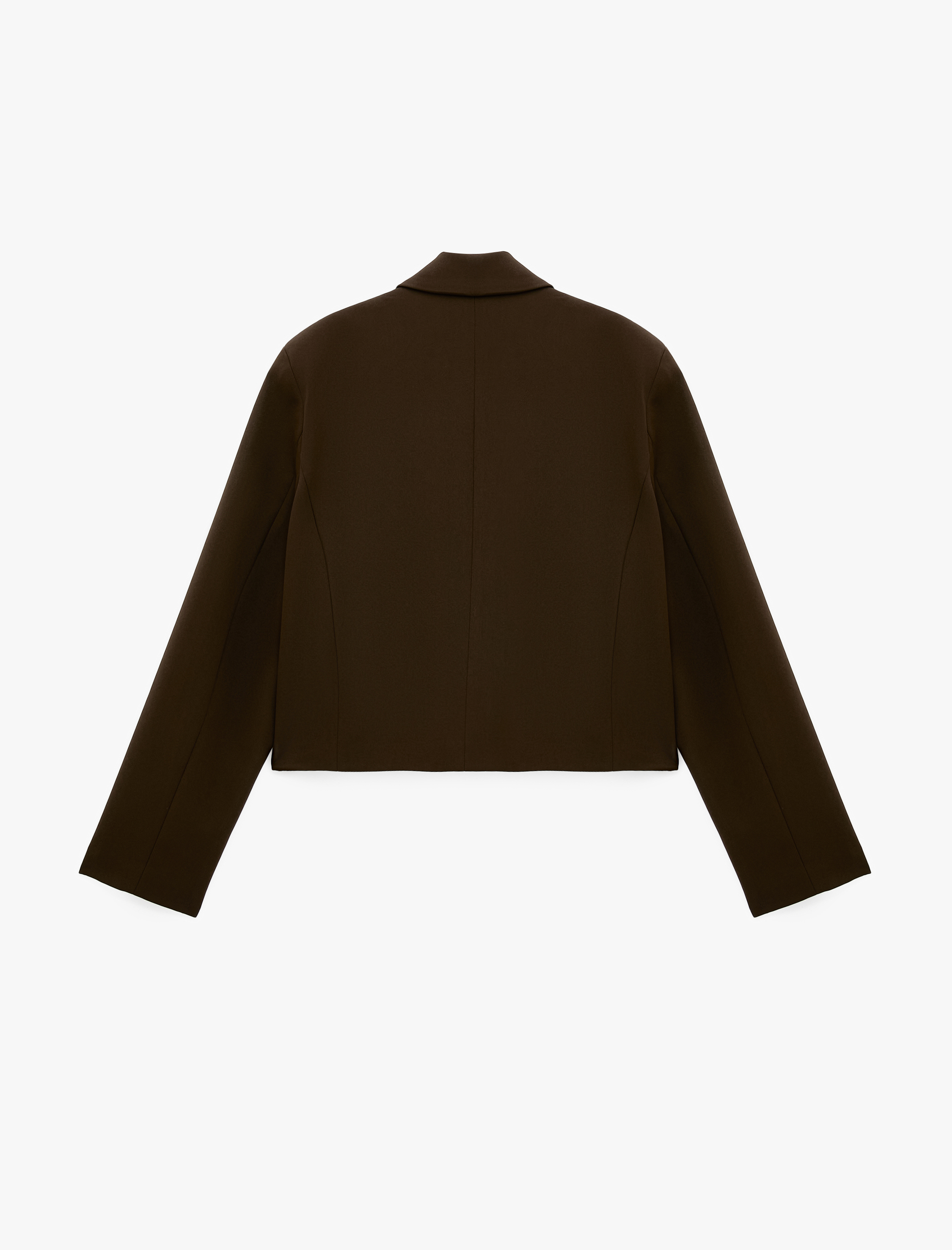   Klasik Yaka Uzun Kollu Mürdüm Rengi Crop Blazer Ceket