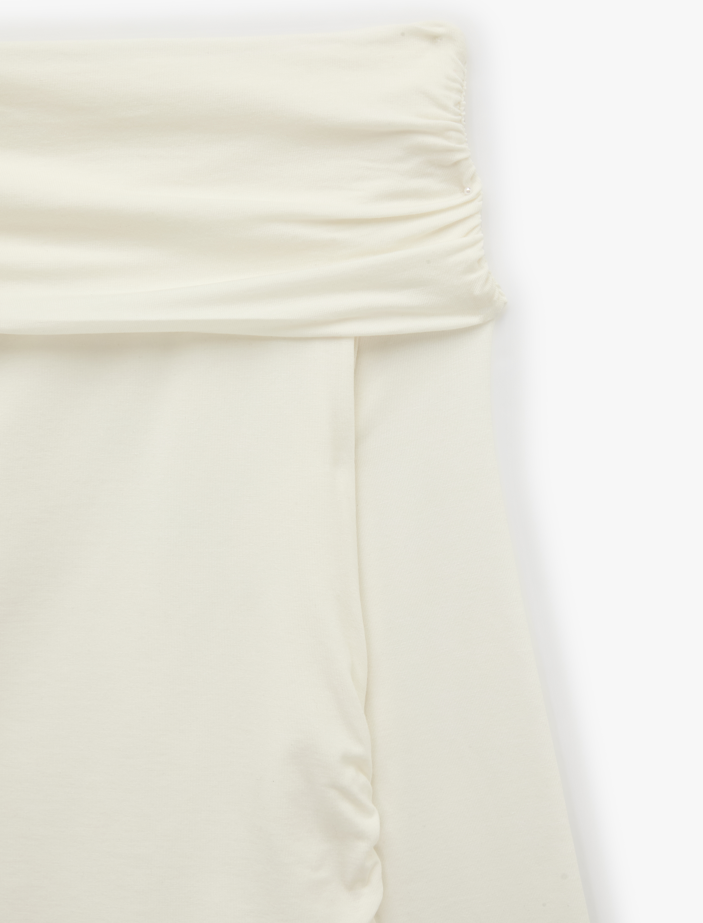   Slim Fit Drapeli Uzun Kollu Yün Karışımlı Omzu Açık Bluz