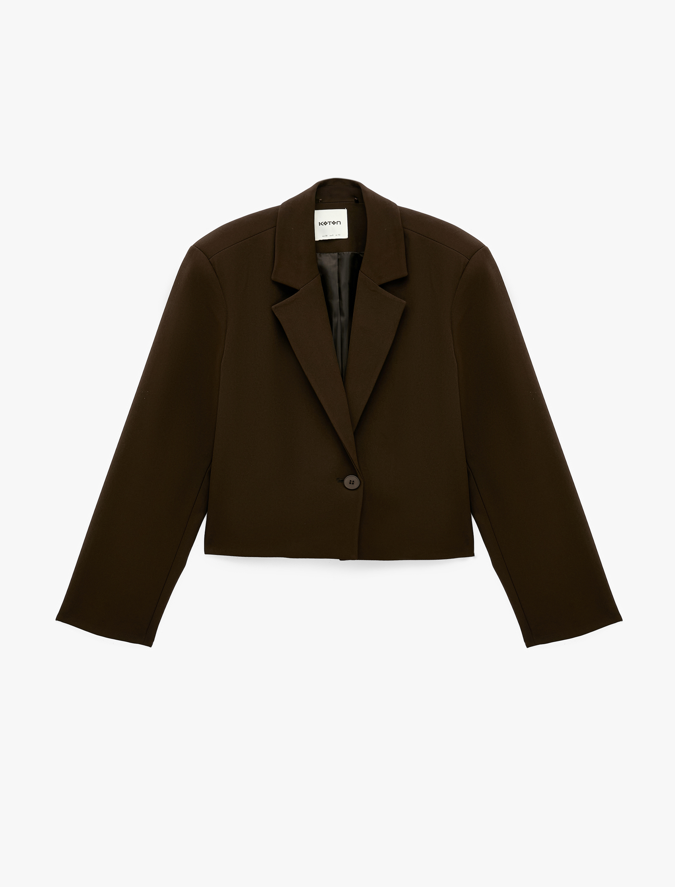   Klasik Yaka Uzun Kollu Mürdüm Rengi Crop Blazer Ceket