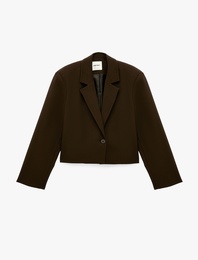 Klasik Yaka Uzun Kollu Mürdüm Rengi Crop Blazer Ceket
