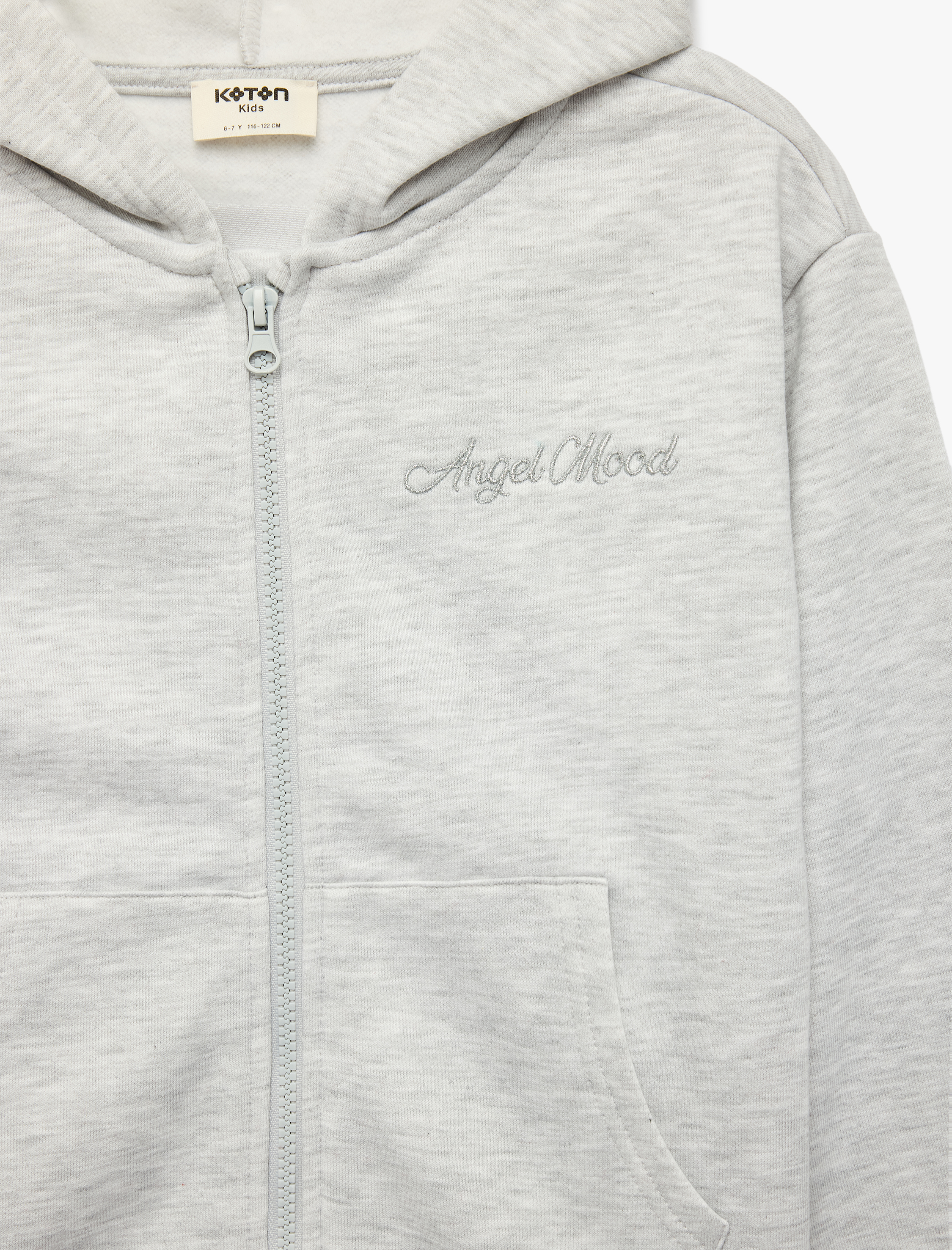  Kız Çocuk Pullu Payetli Arkası Baskılı Şardonlu Fermuarlı Kapşonlu Uzun Kollu Sweatshirt