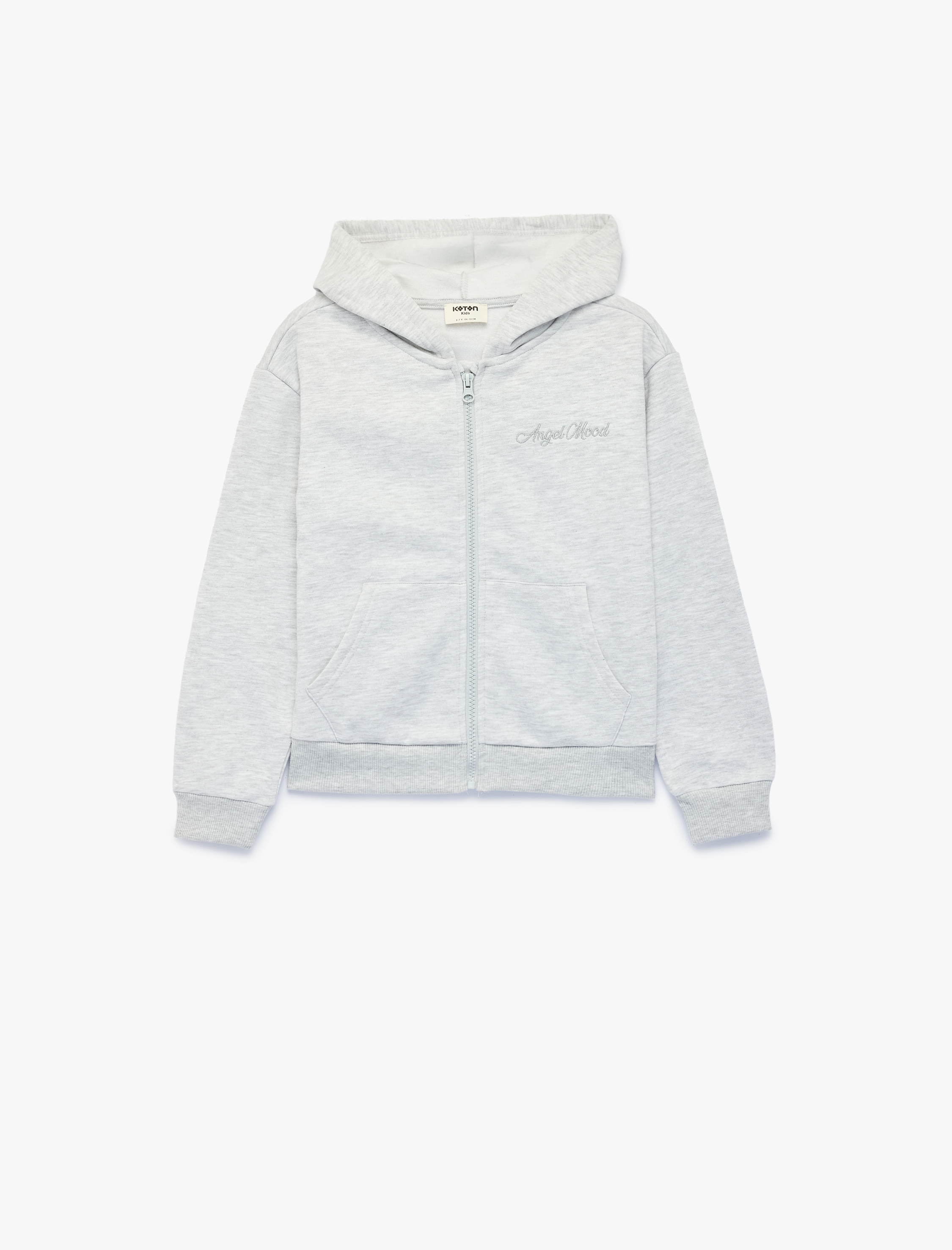  Kız Çocuk Pullu Payetli Arkası Baskılı Şardonlu Fermuarlı Kapşonlu Uzun Kollu Sweatshirt