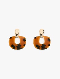 Geometrik Sallantılı Leopar Desenli Küpe