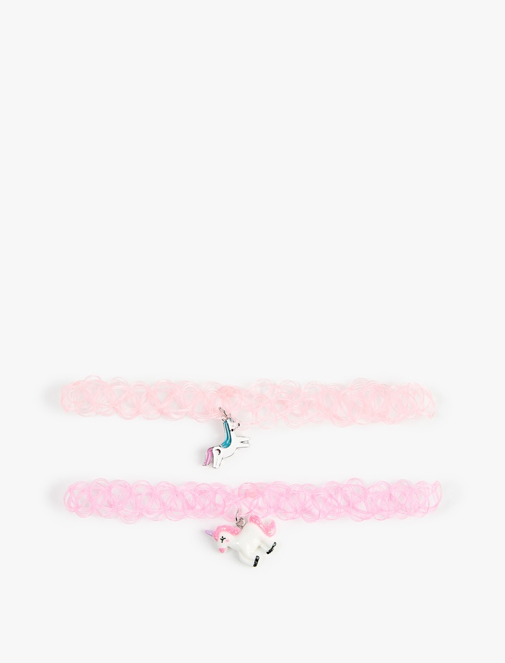 Kadın Unicorn Figürlü Boncuklu 2’li Choker Kolye Seti