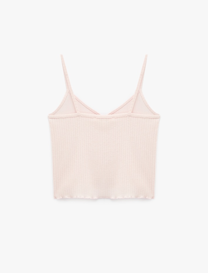 V Yaka Dar Kesim Askılı Pijama Üstü
