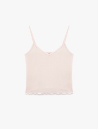 V Yaka Dar Kesim Askılı Pijama Üstü