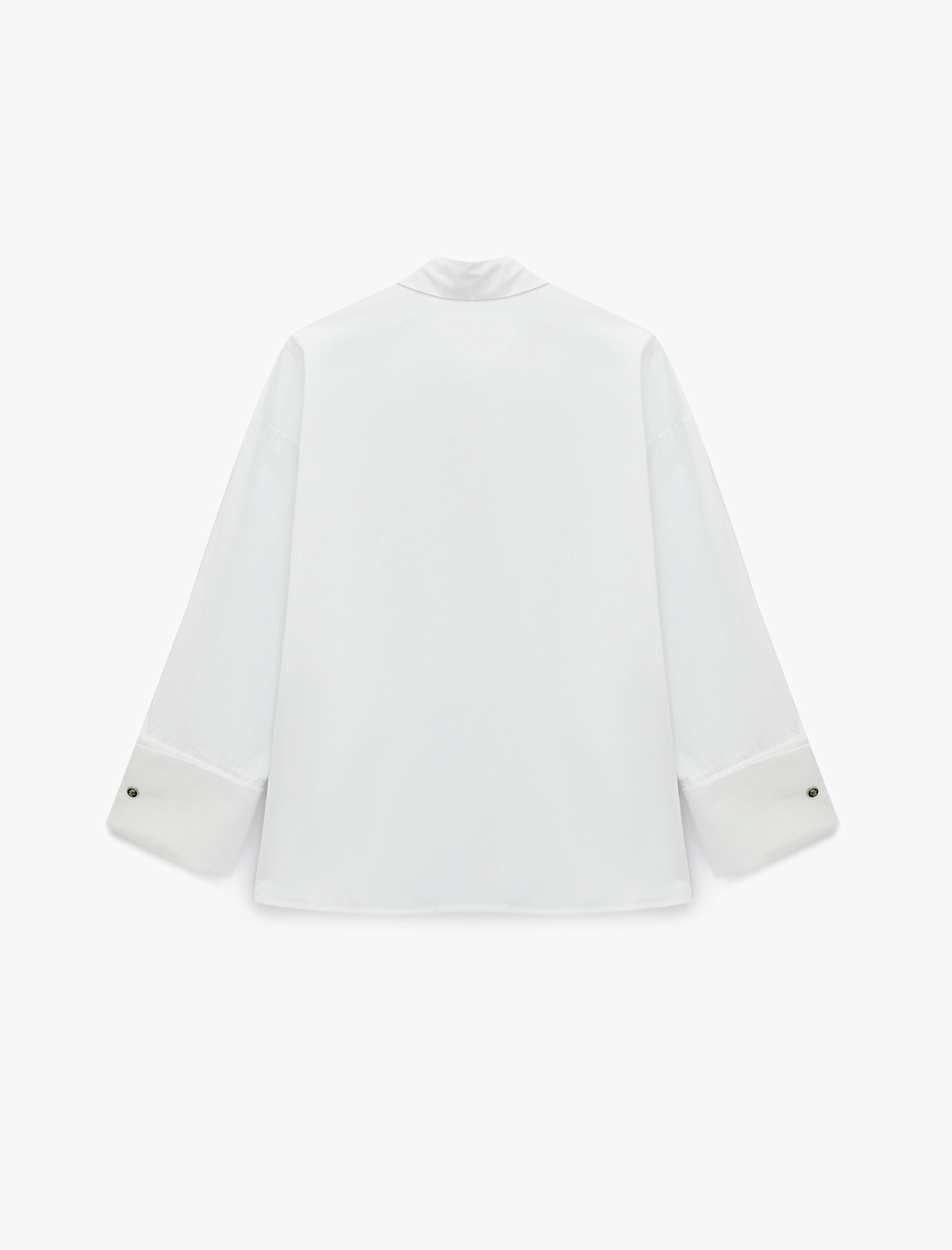   Nervürlü Oversize Poplin Gömlek Klasik Yaka Uzun Kollu Pamuklu