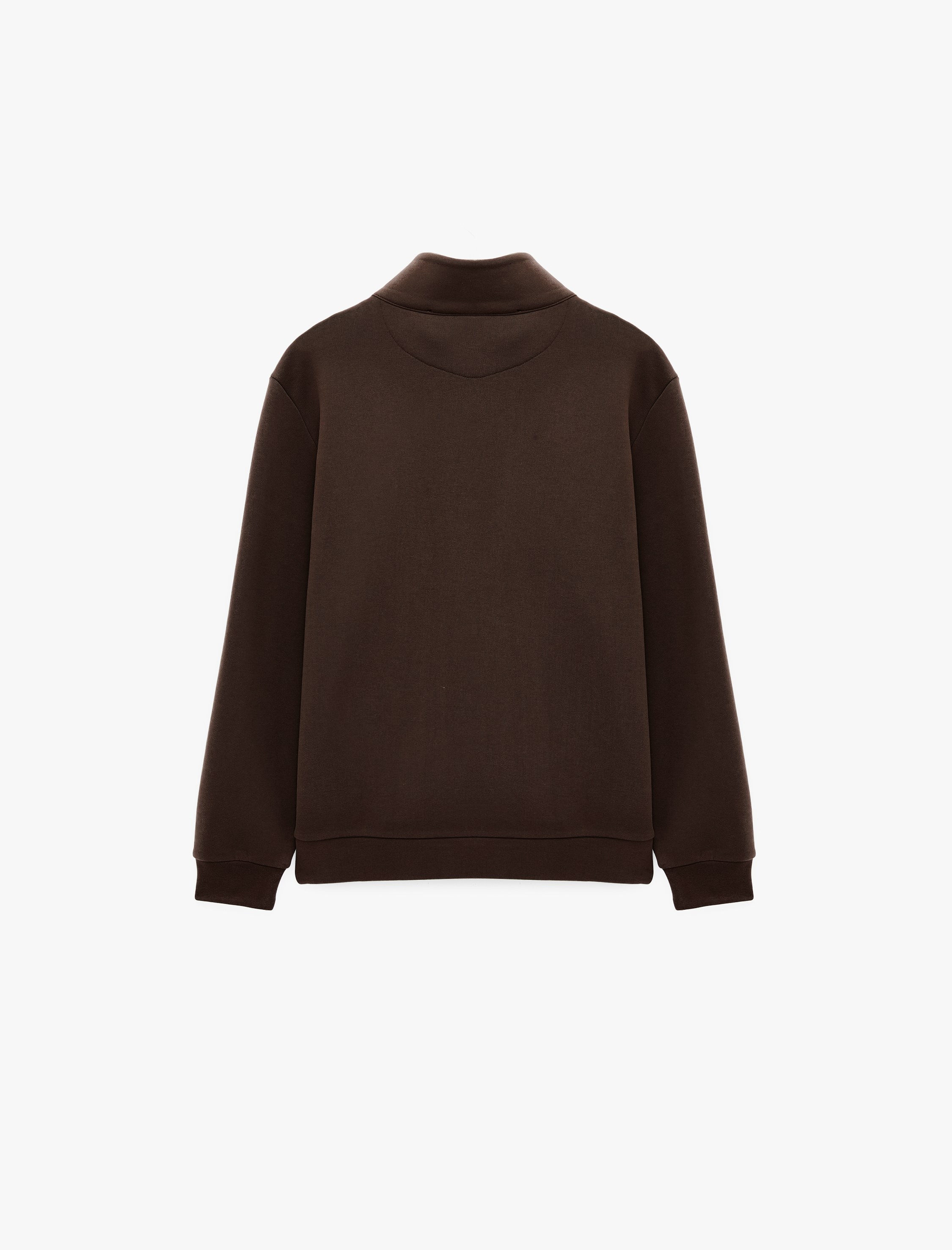   Uzun Kollu Üç İplik Şardonlu Yarım Fermuarlı Sweatshirt