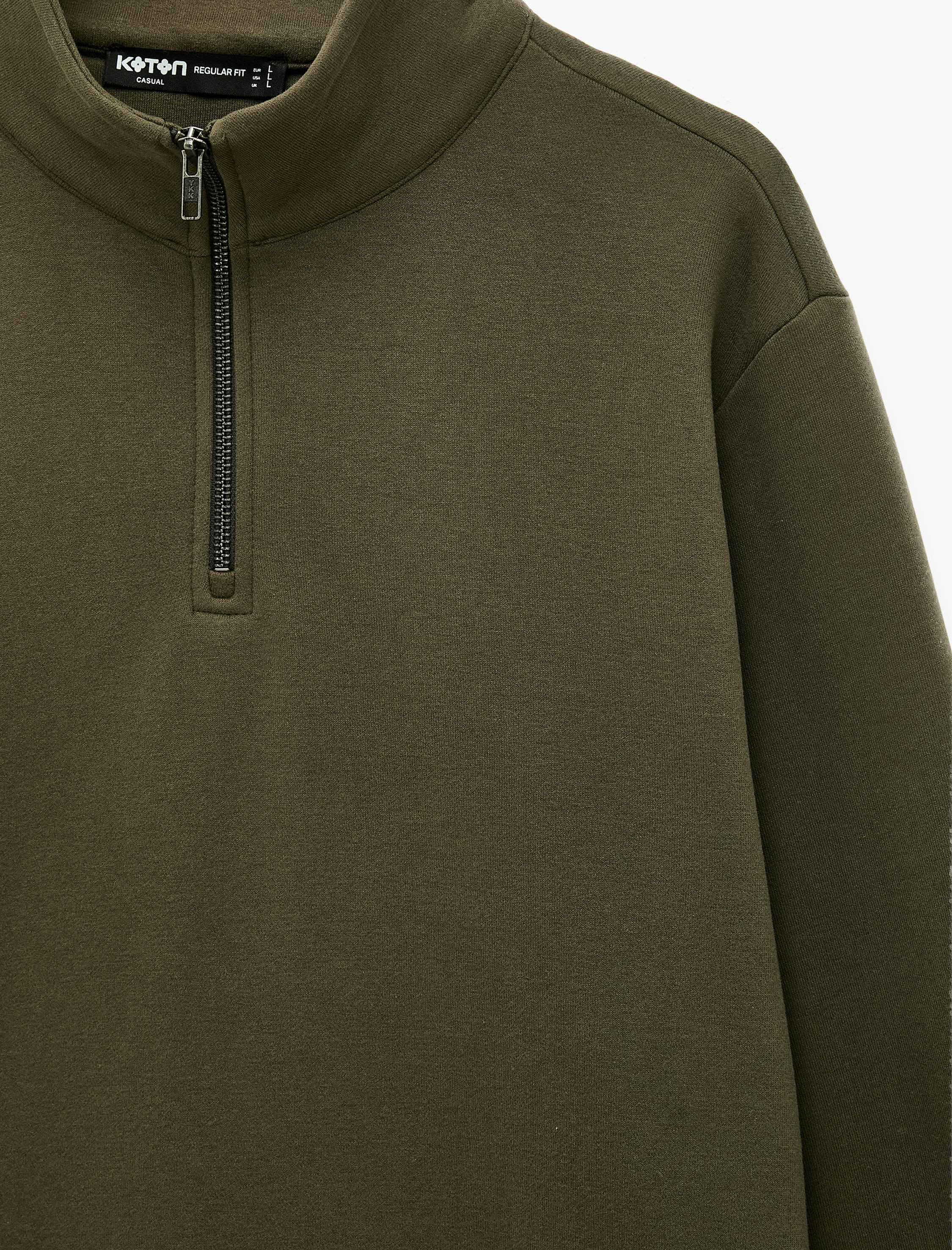   Uzun Kollu Üç İplik Şardonlu Yarım Fermuarlı Sweatshirt