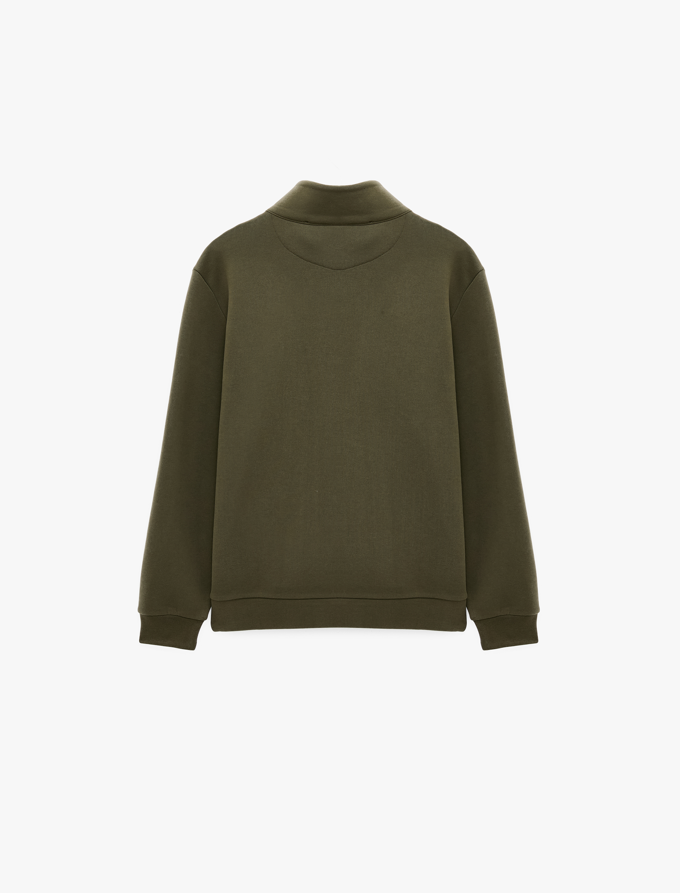   Uzun Kollu Üç İplik Şardonlu Yarım Fermuarlı Sweatshirt