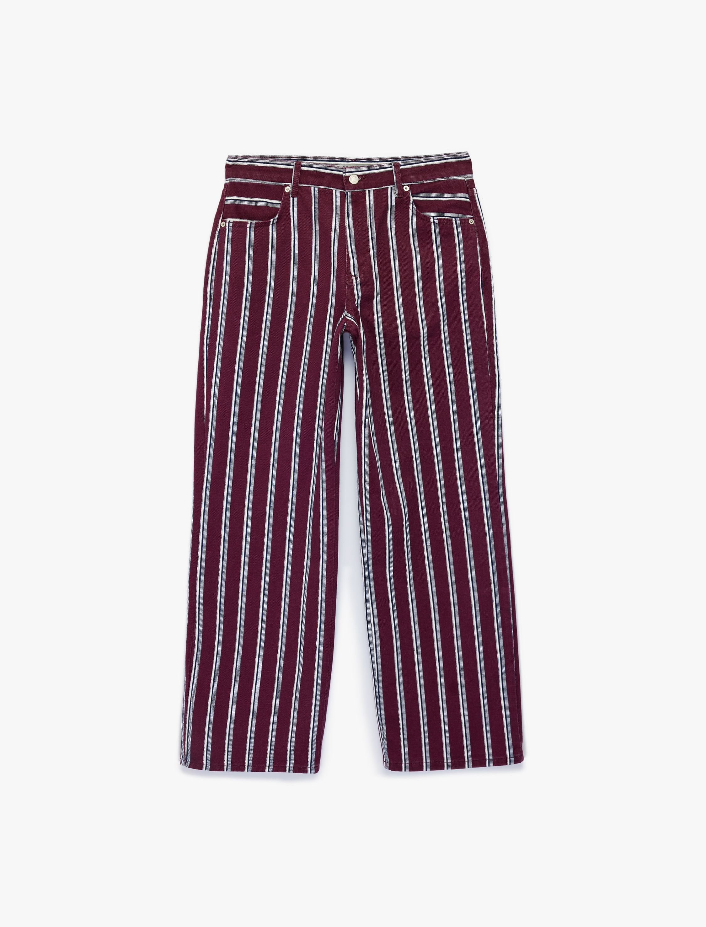   Çizgili Baggy Denim Pantolon Pamuklu Cepli - Baggy Jeans