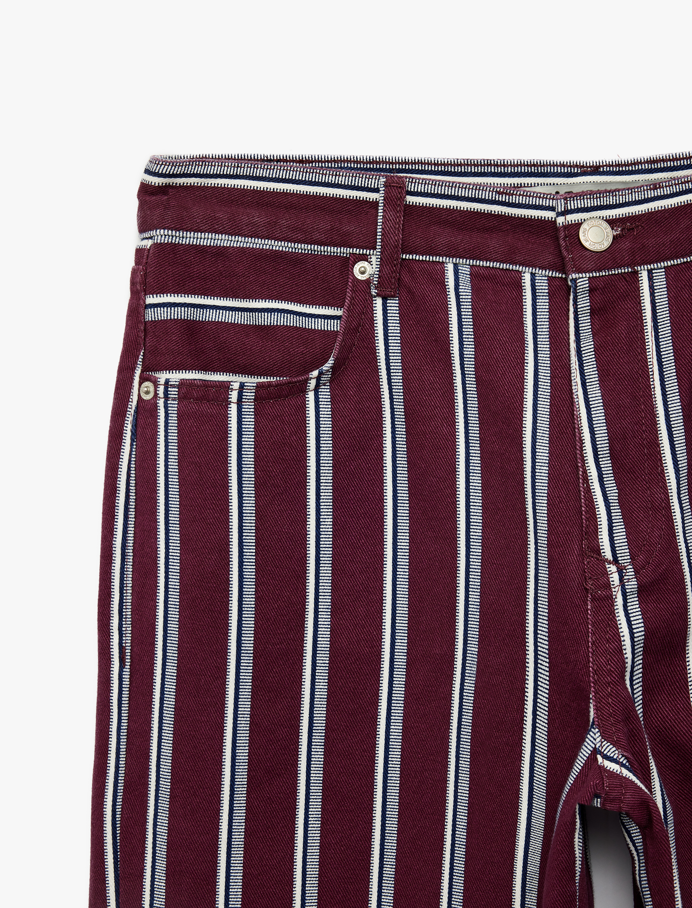   Çizgili Baggy Denim Pantolon Pamuklu Cepli - Baggy Jeans